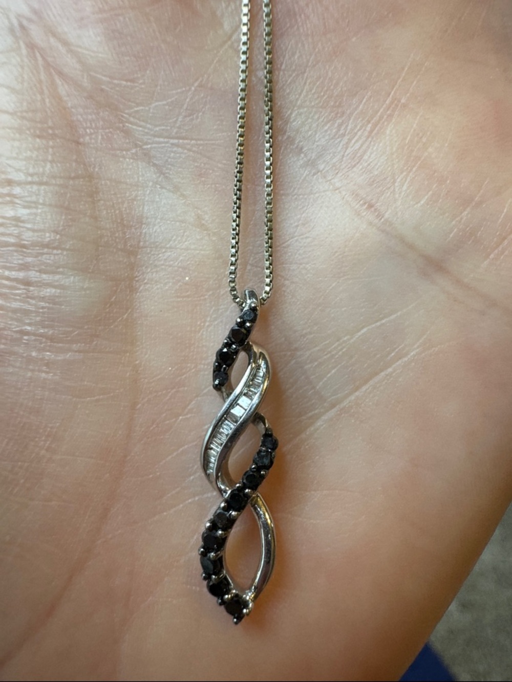 Black Diamond & White Gold Infinity Necklace